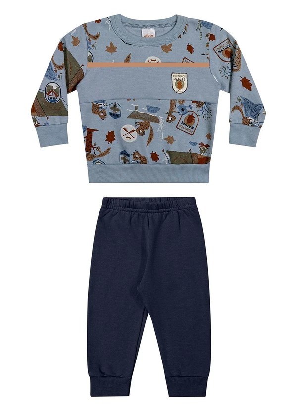 Elian - Conjunto Bebê Menino Moletom Esquilos Azul