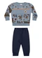 Elian - Conjunto Bebê Menino Moletom Esquilos Marrom - variação: Azul