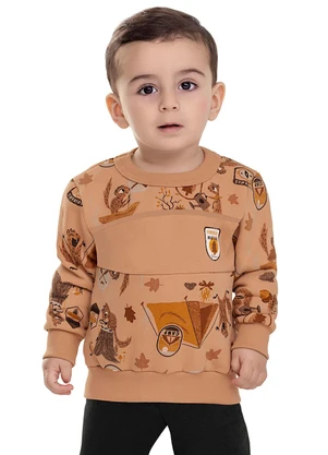 Elian - Conjunto Bebê Menino Moletom Esquilos Marrom - ELIAN
