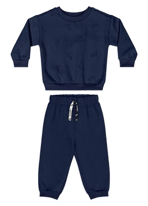 Quimby - Conjunto Bebê Menino Moletom Estampado Azul - QUIMBY