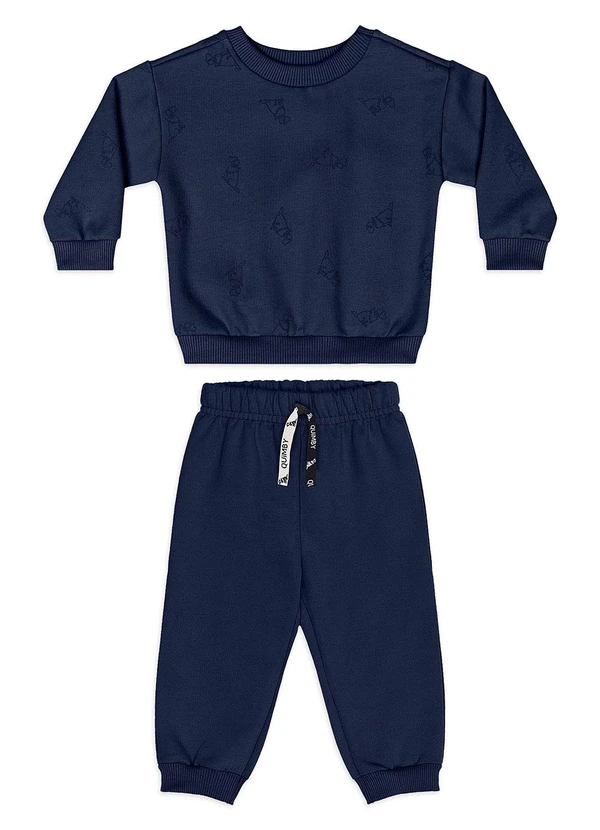 Quimby - Conjunto Bebê Menino Moletom Estampado Azul 2