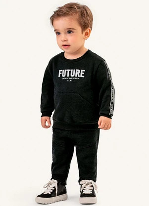 Colorittá - Conjunto Bebê Menino Moletom Future Preto - COLORITTÁ