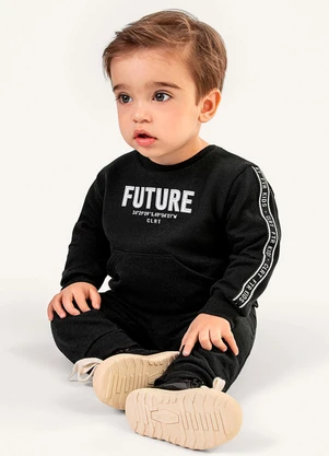 Colorittá - Conjunto Bebê Menino Moletom Future Preto - COLORITTÁ