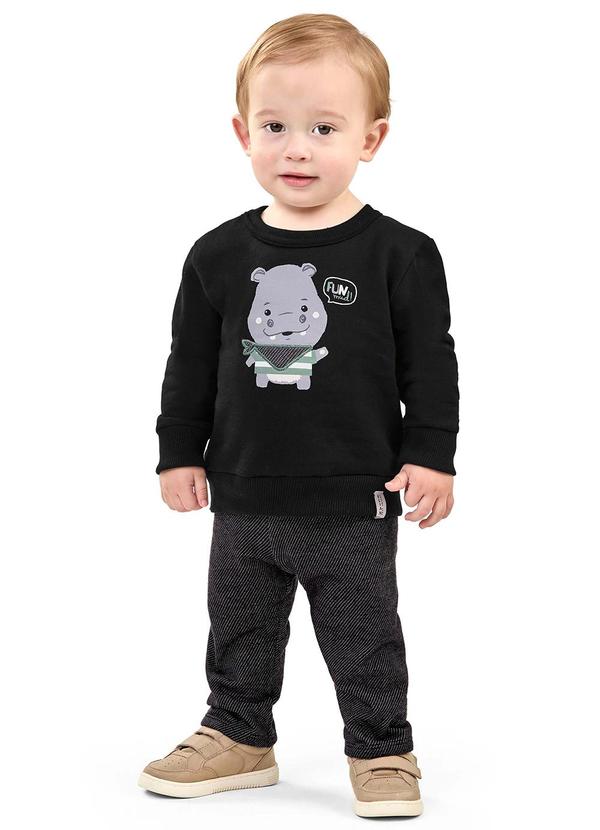 Elian - Conjunto Bebê Menino Moletom Hipopótamo Preto