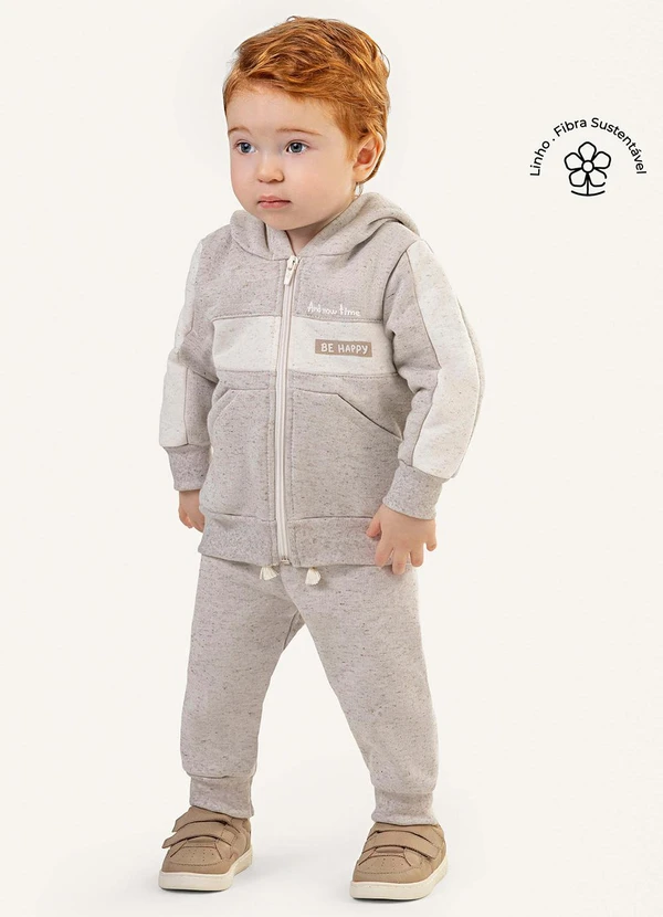 Colorittá - Conjunto Bebê Menino Moletom Linho Marrom