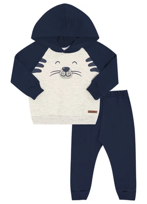 Pulla Bulla - Conjunto Bebe Menino Moletom Mescla - PULLA BULLA