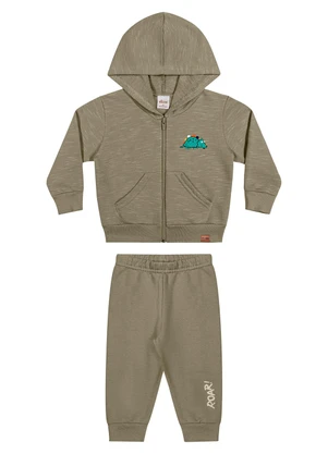 Elian - Conjunto Bebê Menino Moletom Rajado Dino Verde - ELIAN