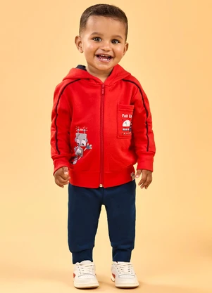 Elian - Conjunto Bebê Menino Moletom Robô Vermelho - ELIAN