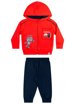 Elian - Conjunto Bebê Menino Moletom Robô Vermelho - ELIAN