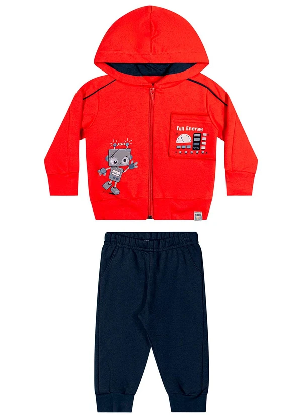Elian - Conjunto Bebê Menino Moletom Robô Vermelho 2