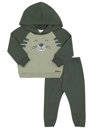 Pulla Bulla - Conjunto Bebe Menino Moletom Verde - PULLA BULLA