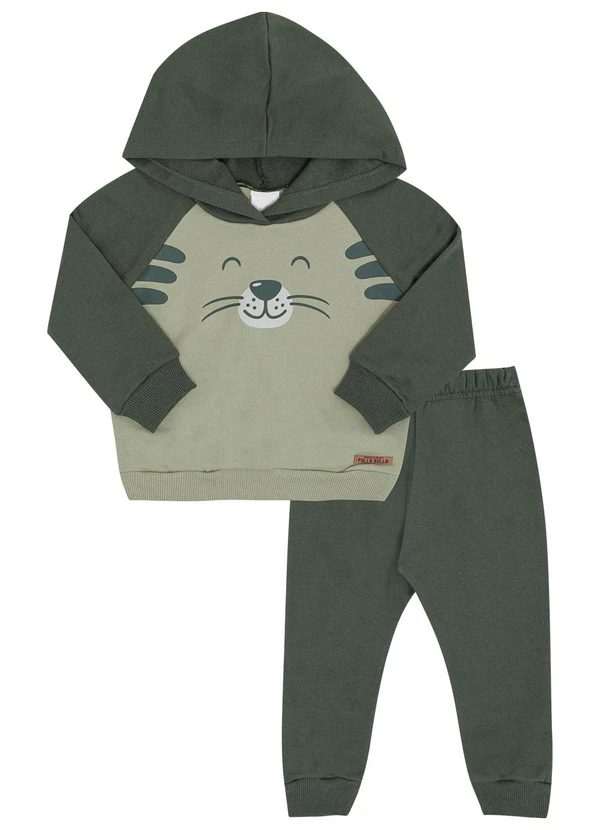 Pulla Bulla - Conjunto Bebe Menino Moletom Verde