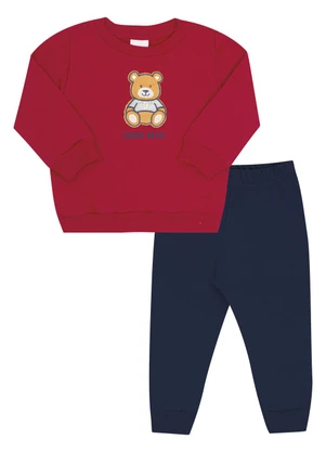 Pulla Bulla - Conjunto Bebe Menino Moletom Vermelho - PULLA BULLA