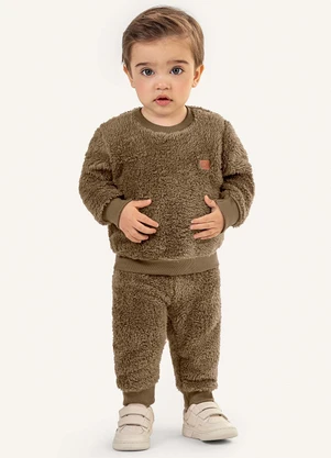 Colorittá - Conjunto Bebê Menino Peluciado Marrom - COLORITTÁ
