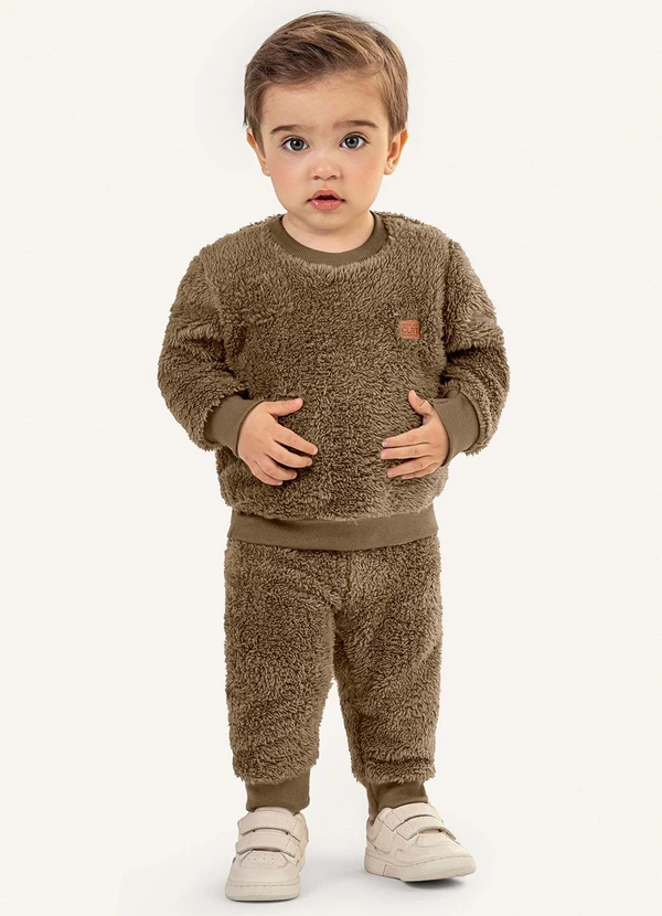 Colorittá - Conjunto Bebê Menino Peluciado Marrom