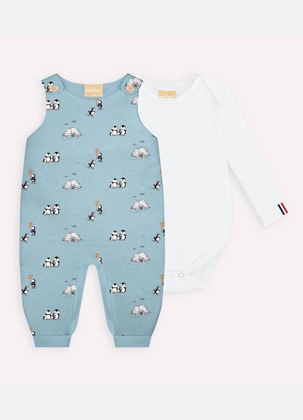 Milon - Conjunto Bebê Menino Pinguins Branco