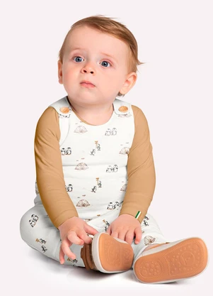 Milon - Conjunto Bebê Menino Pinguins Marrom - MILON