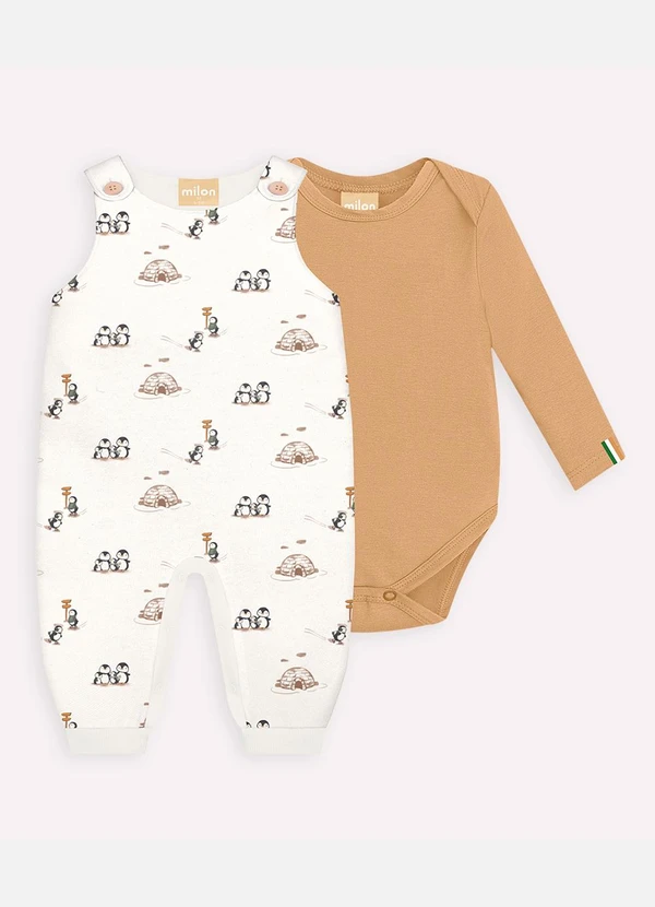 Milon - Conjunto Bebê Menino Pinguins Marrom 2