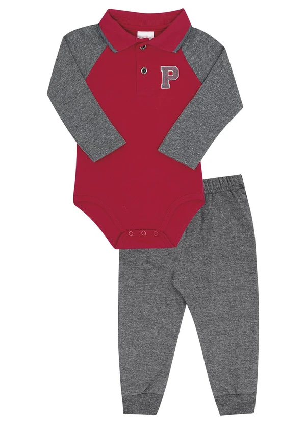 Pulla Bulla - Conjunto Bebe Menino Suedine Vermelho