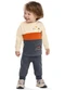 Elian - Conjunto Bebê Menino Tricolor Dinossauro Bege - variação: Bege