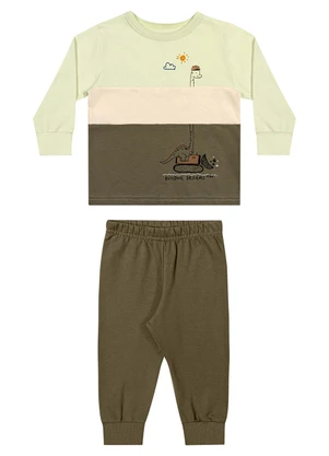 Elian - Conjunto Bebê Menino Tricolor Dinossauro Verde - ELIAN