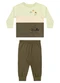 Elian - Conjunto Bebê Menino Tricolor Dinossauro Bege - variação: Verde