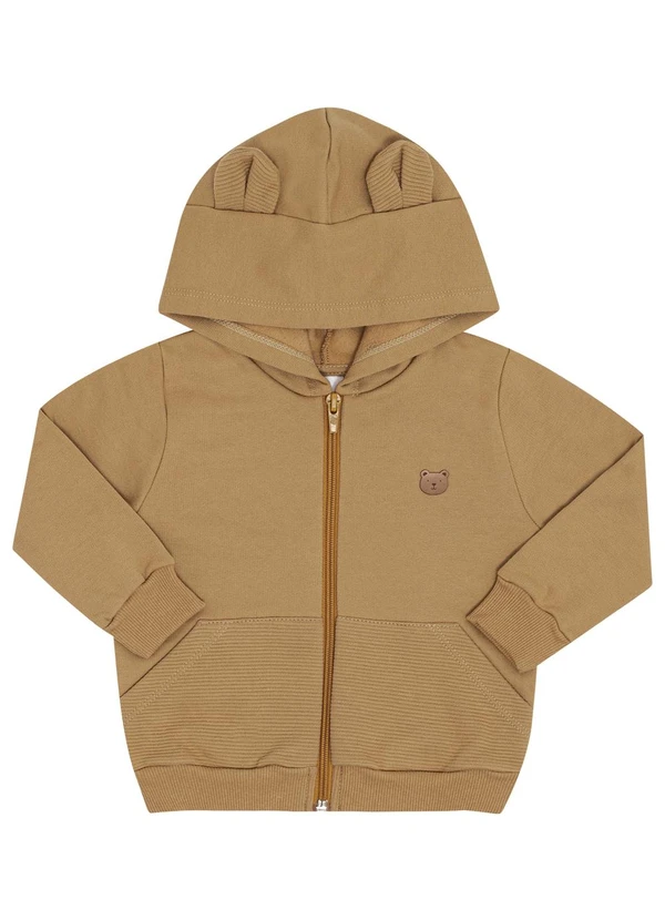 Pulla Bulla - Conjunto Bebe Moletom e Malha Relevo Marrom 2