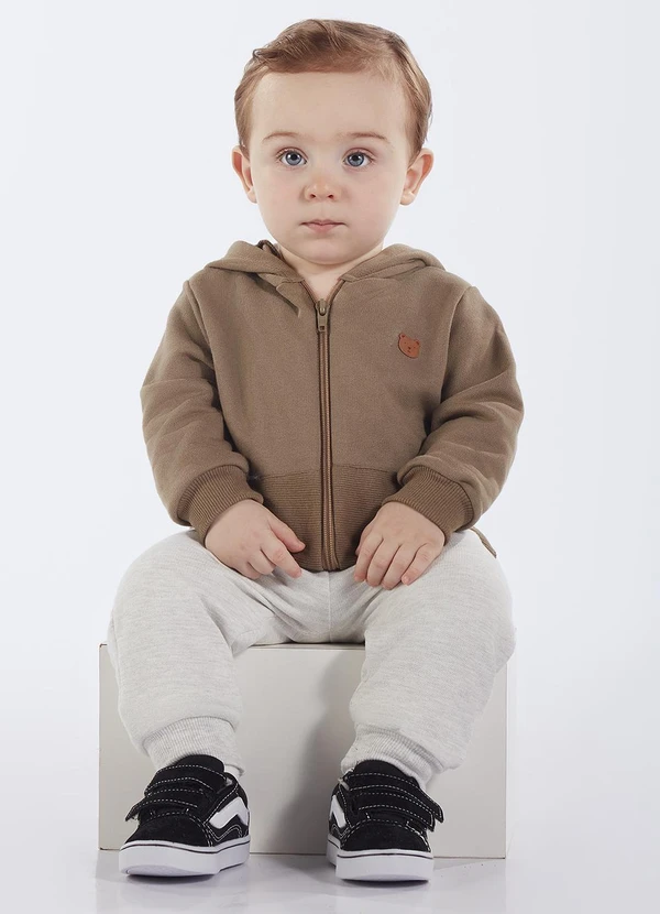 Pulla Bulla - Conjunto Bebe Moletom e Malha Relevo Verde 1