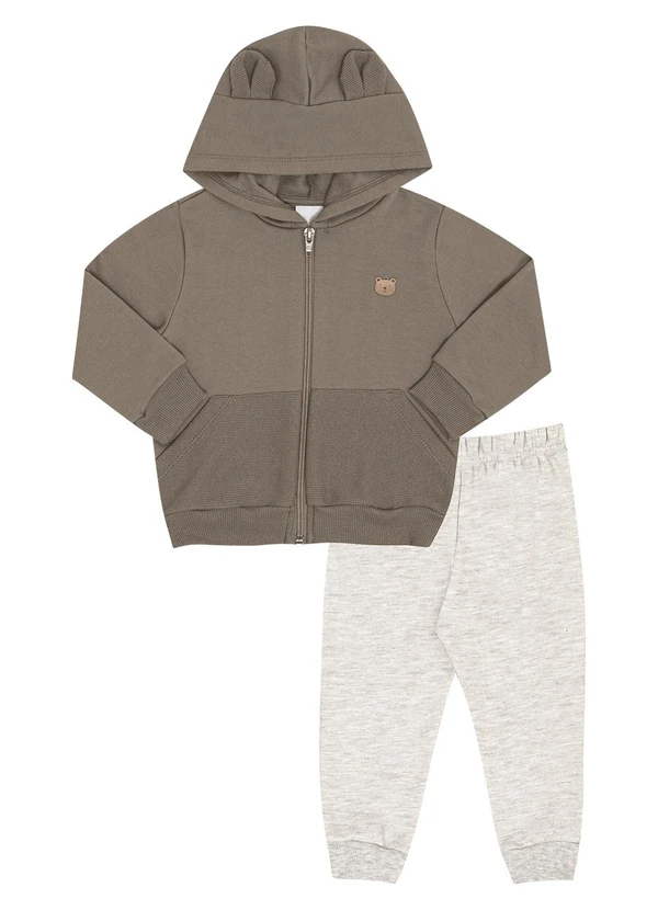 Pulla Bulla - Conjunto Bebe Moletom e Malha Relevo Verde 2