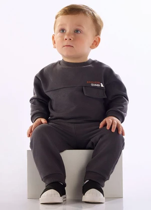 Quimby - Conjunto Bebê Moletom Felpado Cinza - QUIMBY