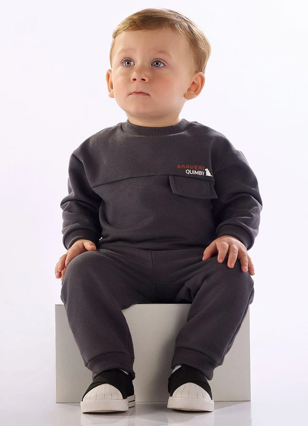 Quimby - Conjunto Bebê Moletom Felpado Cinza 1