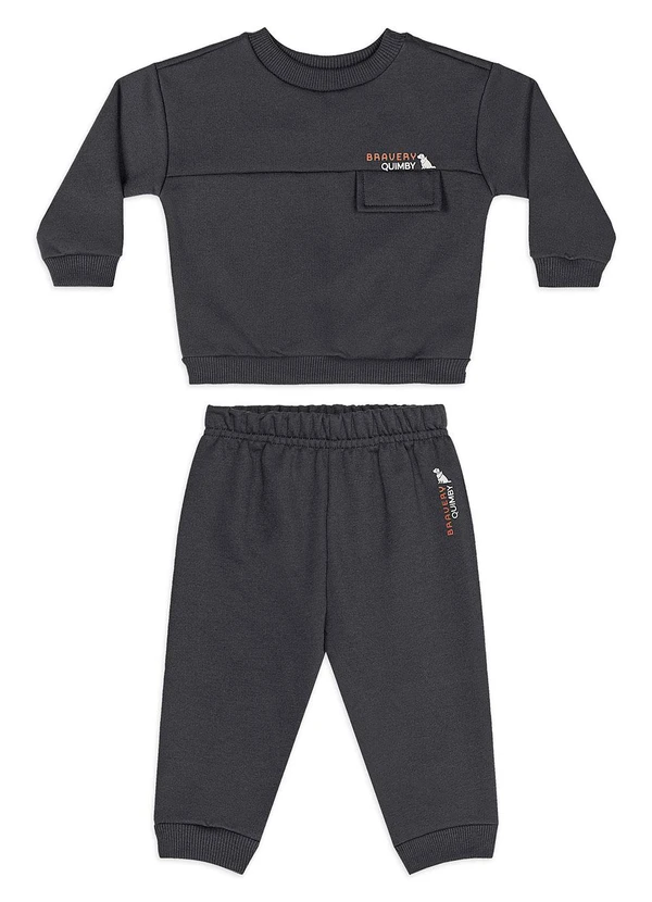 Quimby - Conjunto Bebê Moletom Felpado Cinza 2