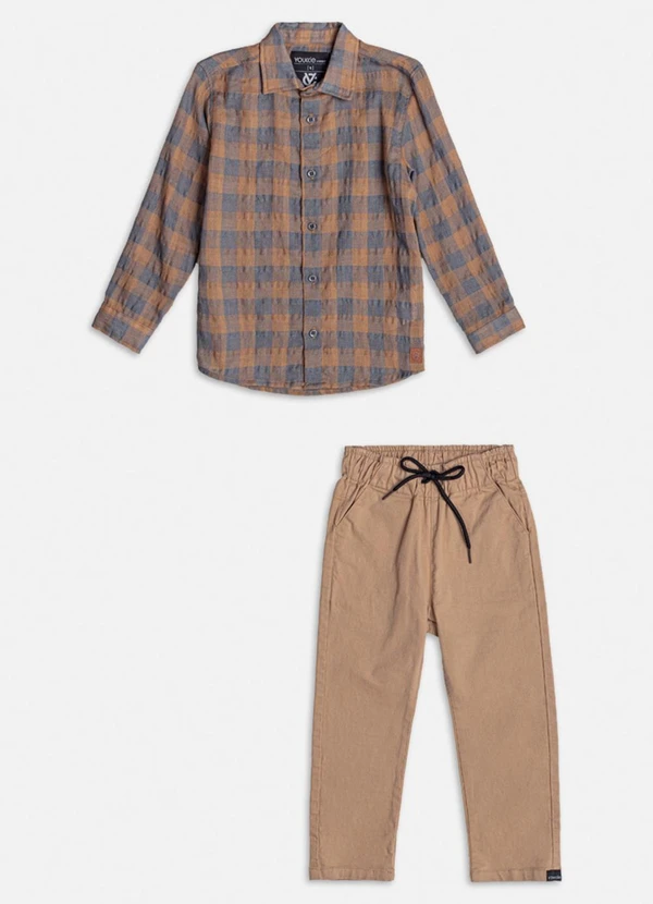 Youccie - Conjunto Bege Xadrez Caramelo 3