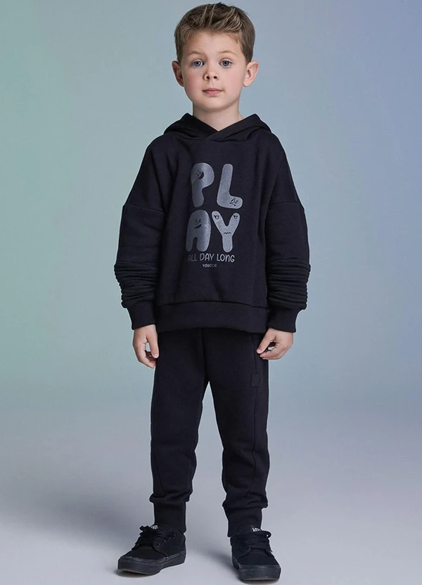 Youccie - Conjunto Black de Moletom Play Preto