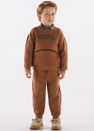 Up Baby - Conjunto Blusa e Calça Menino Marrom - UP BABY