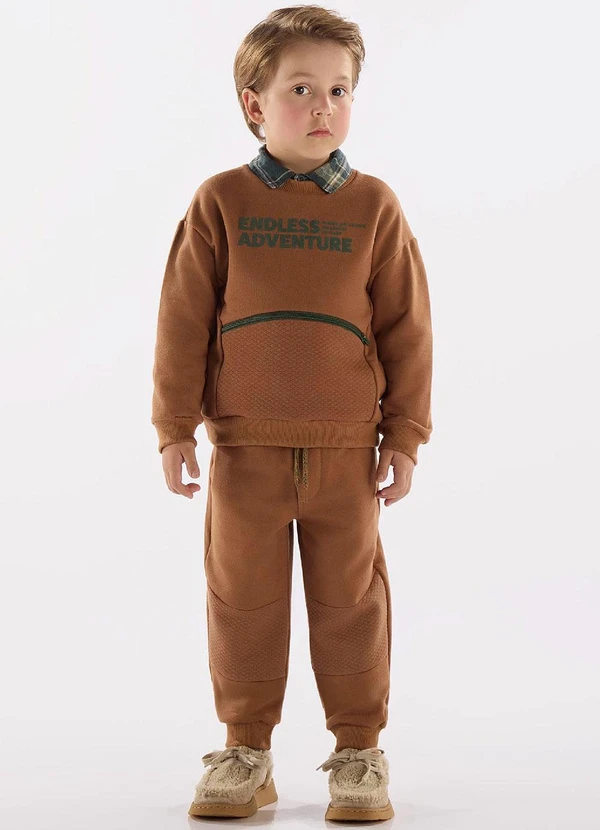 Up Baby - Conjunto Blusa e Calça Menino Marrom
