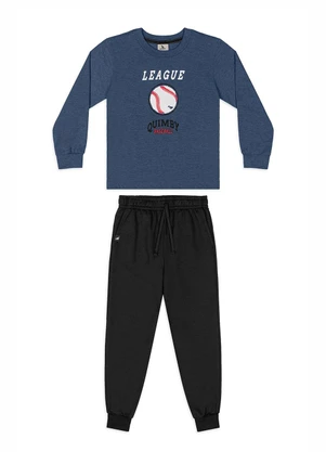 Quimby - Conjunto Blusa Estampa Calça Jogger Azul - QUIMBY