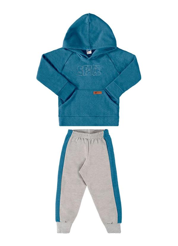Marlan - Conjunto Blusão Boucle e Calça Moletom Azul