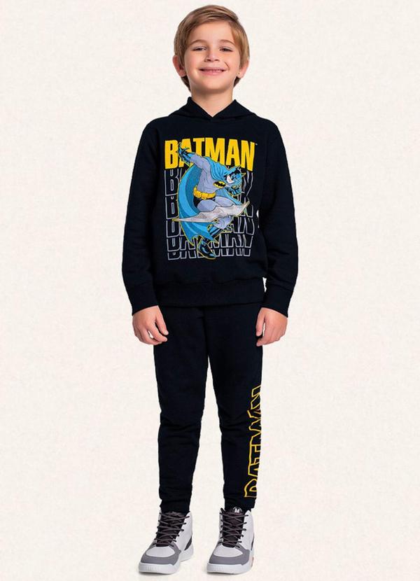 Fakini Kids - Conjunto Blusão C/Capuz e Calça Batman Preto