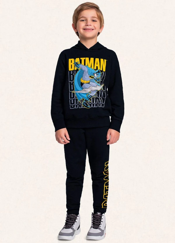 Fakini Kids - Conjunto Blusão C/Capuz e Calça Batman Preto