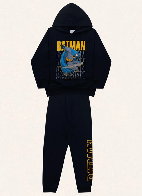 Fakini Kids - Conjunto Blusão C/Capuz e Calça Batman Preto 5