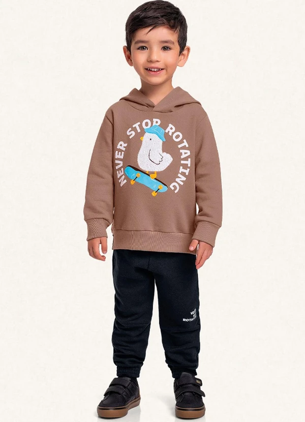 Fakini Kids - Conjunto Blusão C/Capuz e Calça Bege