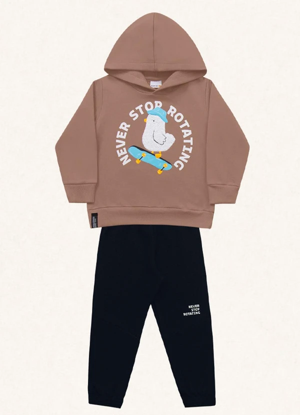 Fakini Kids - Conjunto Blusão C/Capuz e Calça Bege 5