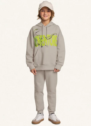 Fakini Kids - Conjunto Blusão C/Capuz e Calça Bege - FAKINI KIDS