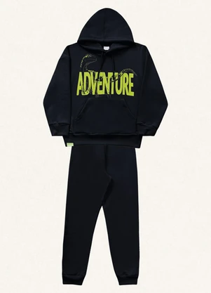 Fakini Kids - Conjunto Blusão C/Capuz e Calça Preto - FAKINI KIDS