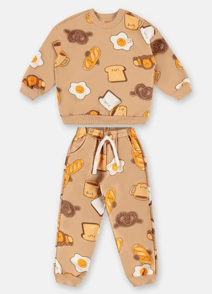 Três e Já - Conjunto Blusão Calça Baguette Marrom - TRÊS E JÁ
