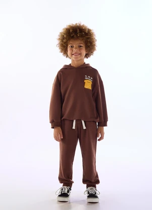 Três e Já - Conjunto Blusão Calça Baguette Marrom - TRÊS E JÁ