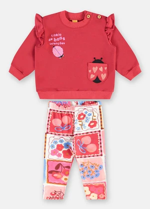 Três e Já - Conjunto Blusão Calça Bebê Vermelho - TRÊS E JÁ