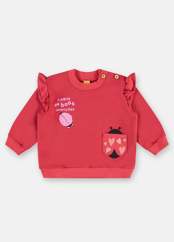 Três e Já - Conjunto Blusão Calça Bebê Vermelho 3