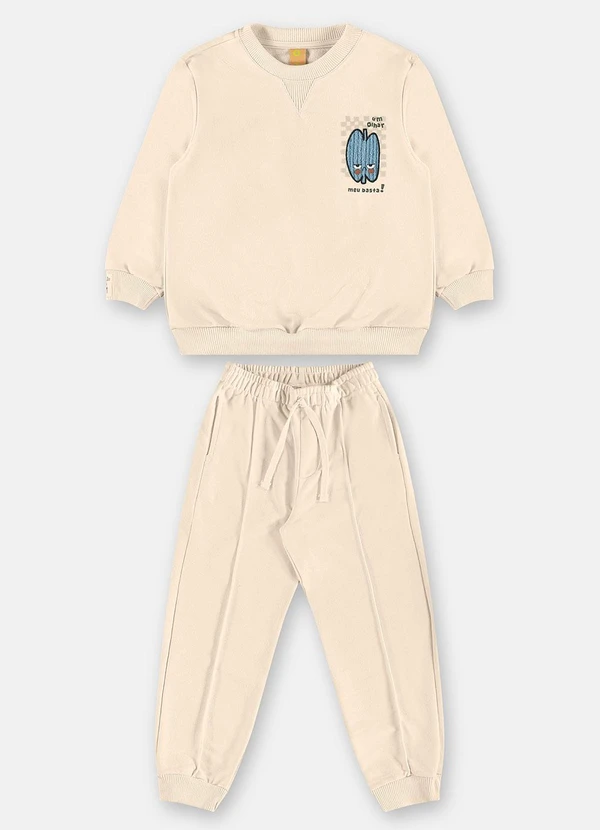 Três e Já - Conjunto Blusão Calça Humor Bege 3